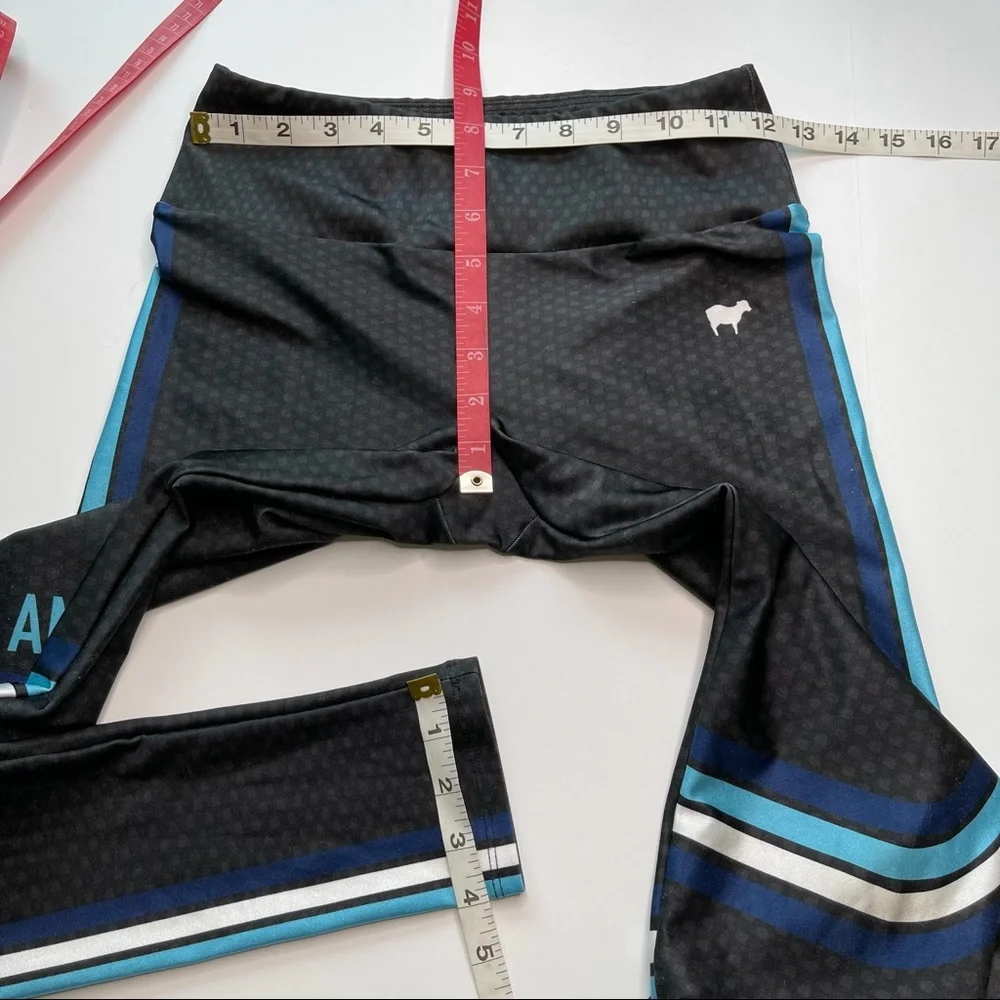 Goldsheep Retro Blue Stripe Vintage Vibe Leggings Medium